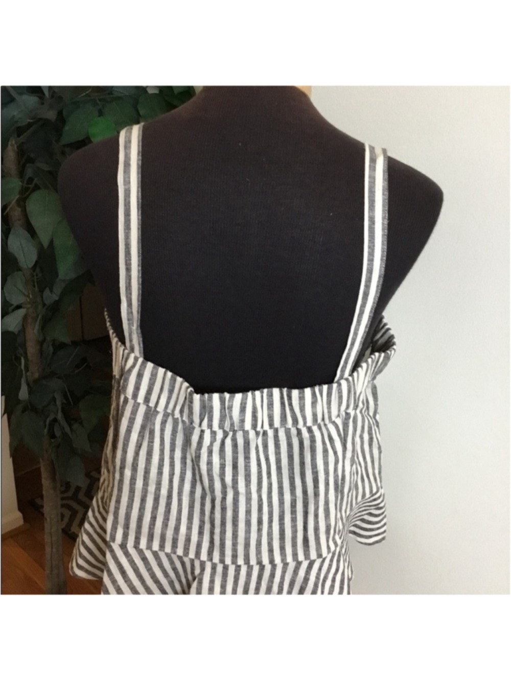 POPSUGAR Striped Linen Blend Crop Tank Top White Black XXL NWT - Picture 8 of 15